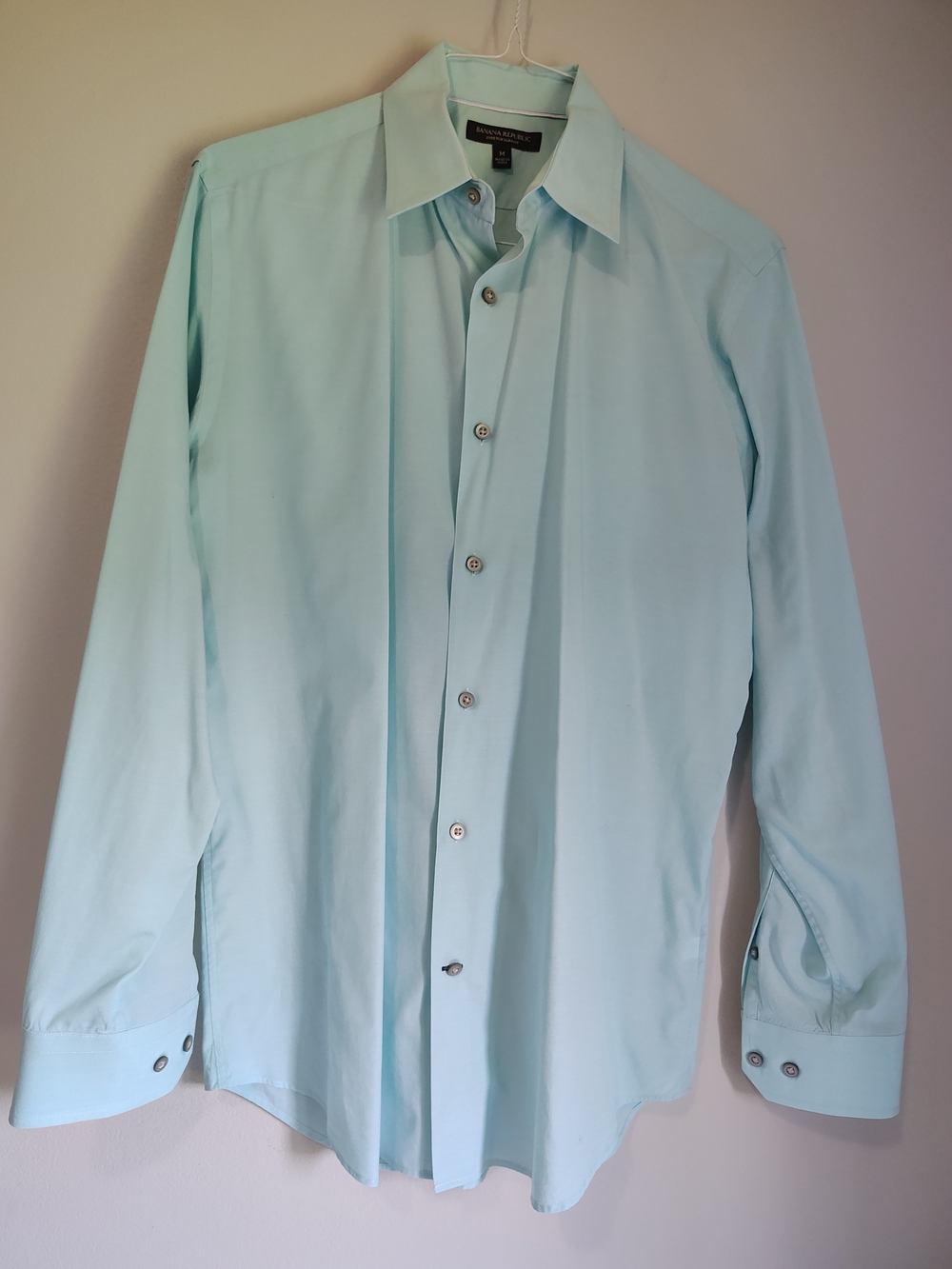 J. Crew Light Aqua Long-Sleeve Dress Shirt Slim Fit Medium